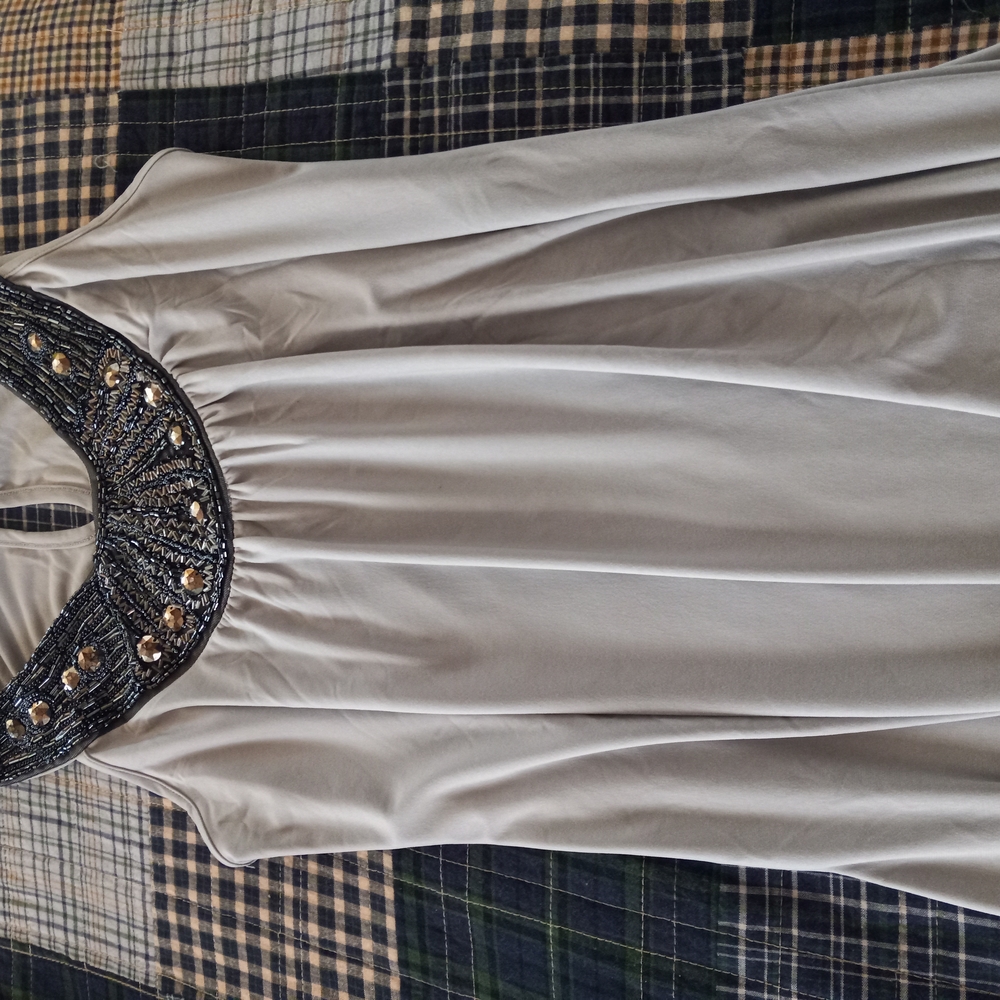 Elegant Beaded Collar Blouse